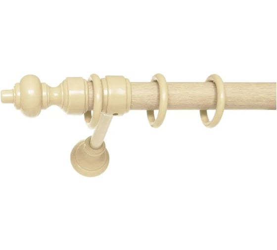 Изображение товара Деревянный круглый двухрядный карниз УЮТ D28 деревянная фурнитура, цвет натуральное дерево, 225 см 2005815
