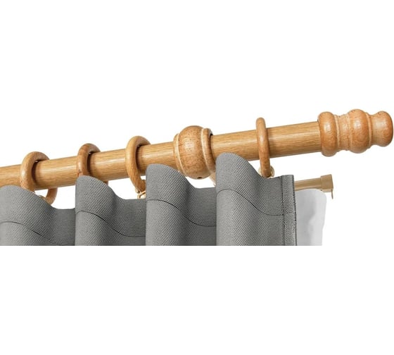 Изображение товара Деревянный круглый двухрядный карниз УЮТ D28 деревянная фурнитура, цвет светлый дуб, 150 см 2005852
