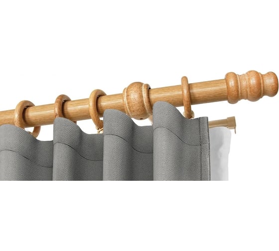 Изображение товара Деревянный круглый двухрядный карниз УЮТ D28 пластиковая фурнитура, цвет светлый дуб, 225 см 2027925