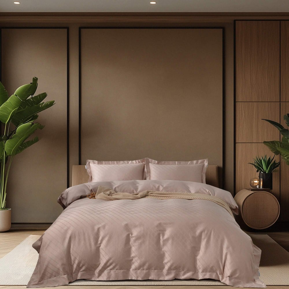 Изображение товара Комплект постельного белья сатин-жаккард Евро с наволочками 50х70 бежевый