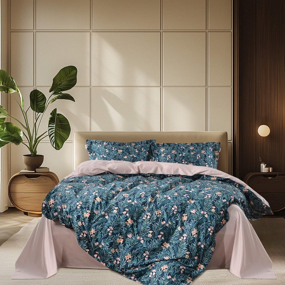 Изображение товара Комплект постельного белья мако-сатин евро с наволочками 50x70 цветы