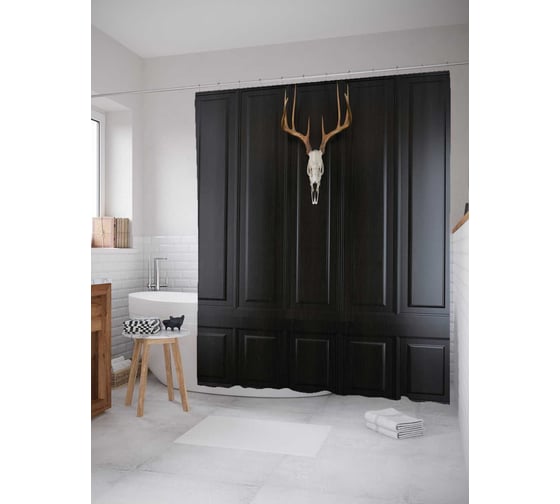 Изображение товара Штора (занавеска) для ванной JoyArty "Череп на стене" из сатена, 180х200 см с крючками, sc_12780