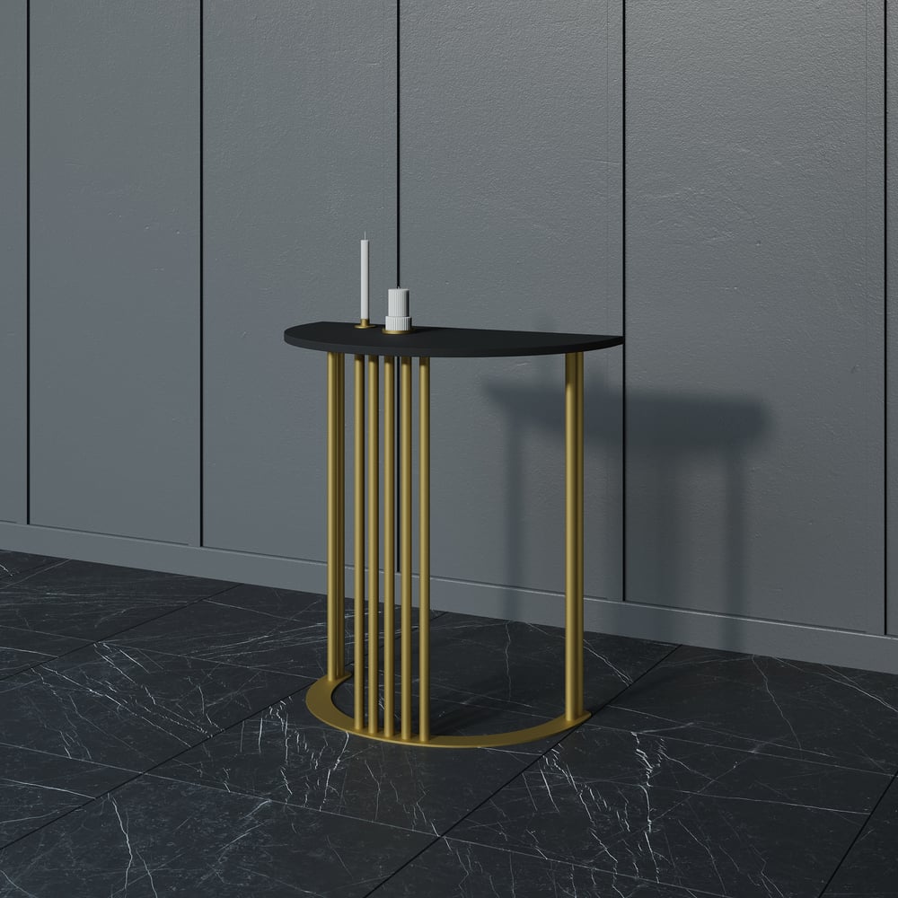 Изображение товара Консоль GENGLASS VIOLUR с металлическим подстольем 70 см черная и золотая