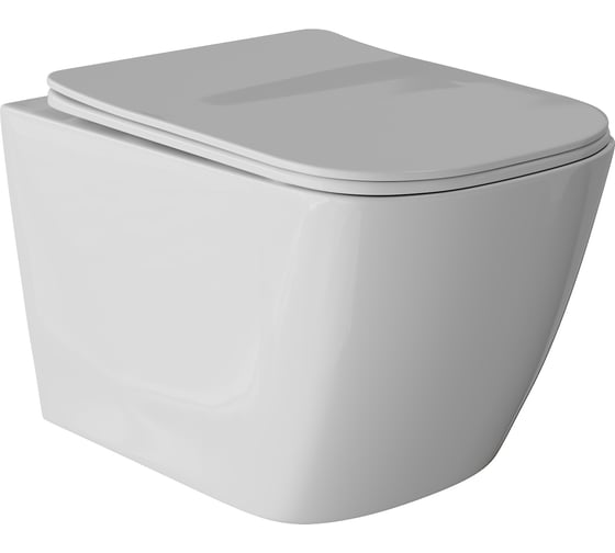 Изображение товара Унитаз подвесной безободковый WAVE QUADRO быстросъемное сиденье дюропласт, м/л, белый глянец XL 550506