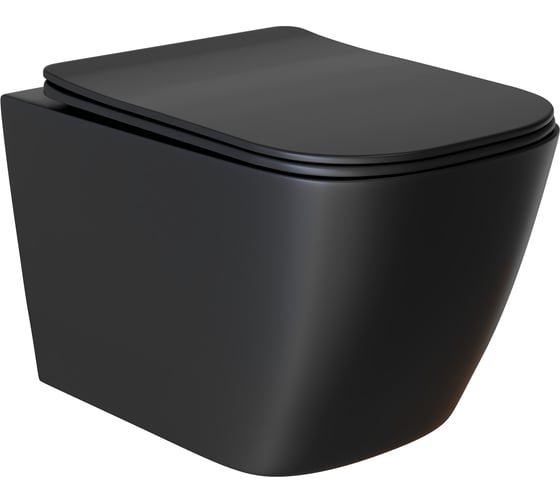 Изображение товара Унитаз подвесной безободковый WAVE QUADRO быстросъемное сиденье дюропласт, м/л, черный матовый XL 550505