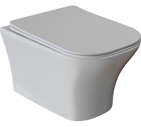 Изображение товара Унитаз подвесной безободковый WAVE CITY быстросъемное сиденье дюропласт, м/л, белый глянец L 550502