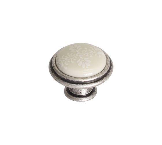 Изображение товара Ручка-кнопка Giusti, отделка старое серебро с блеском + керамика P77.Y01.G4.ME8G