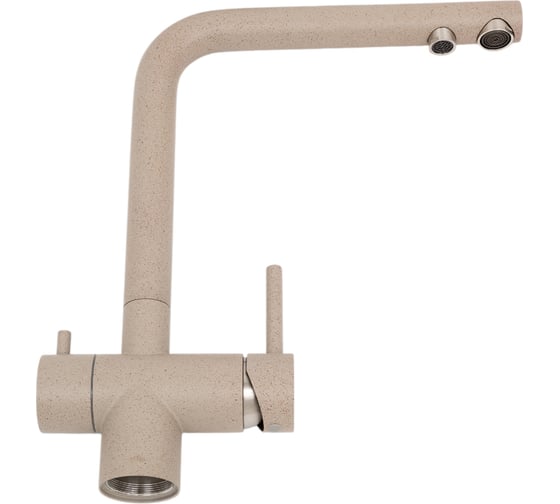 Изображение товара Смеситель для кухни AV Engineering ZAR нержавеющая сталь SUS 304, D35, с краном для питьевой воды, песочный AVZAR4-B304SNWF