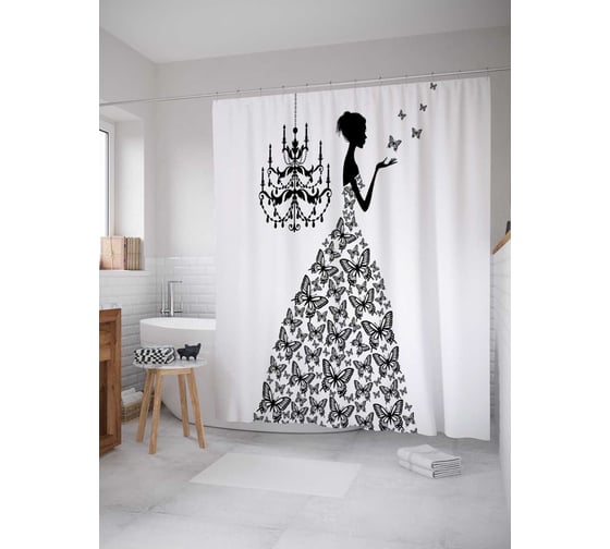Изображение товара Штора (занавеска) для ванной JoyArty "Свадебная Страна" из сатена, 180х200 см с крючками, sc_2928