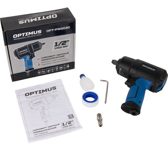 Изображение товара Гайковерт пневматический ударный Optimus привод 1/2, 1350 Нм OPT-PW2030