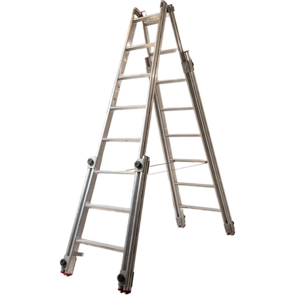 Изображение товара Алюминиевая стремянка Эйфель Восьминог 208 телескопическая двусторонняя 8 ступеней