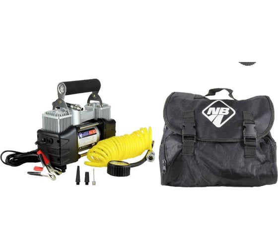 Изображение товара Компрессор Nova Bright АК-85L двухпоршневой, до 85 л/мин., 150 PSI, 12В, металлический корпус, в сумке 47557