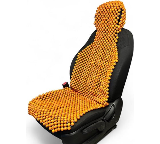 Изображение товара Накидка на сиденье Nova Bright массажная с подголовником (деревянная, покрытая светлым лаком) (128x48см) 48447