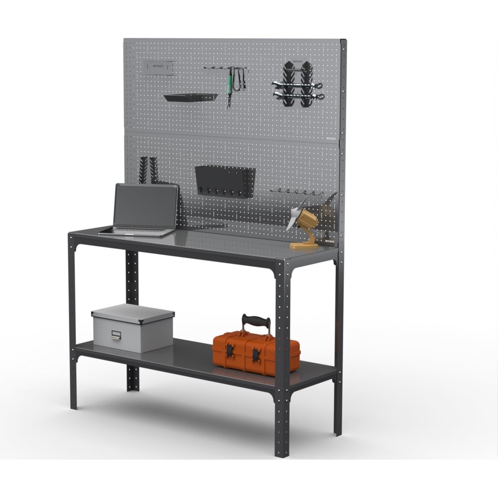 Изображение товара Промышленный рабочий стол-верстак Металекс KIT 950х1000 мм с полкой и аксессуарами