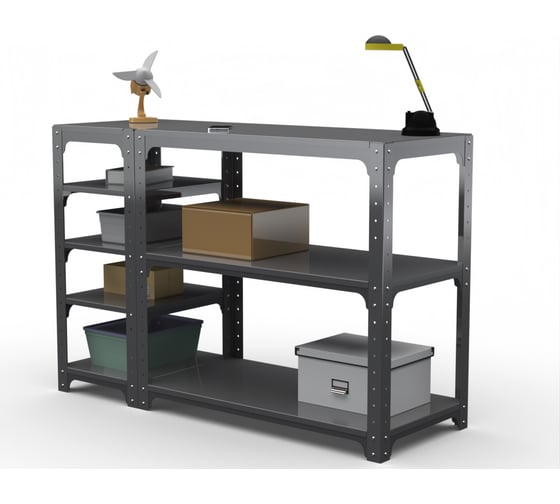 Изображение товара Стол-верстак ООО Металекс Metalex KIT 950х1200х600 мм, с боковыми полками, серый 205005