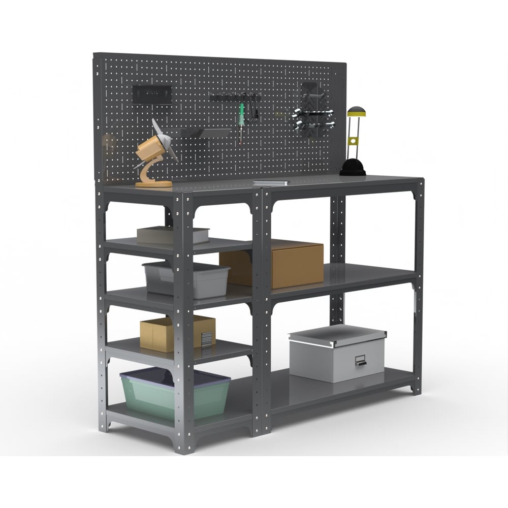 Изображение товара Верстак металлический с боковыми полками и аксессуарами 950х1300мм серый