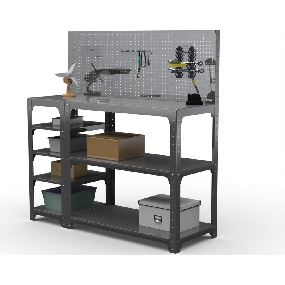 Изображение товара Стол-верстак Metalex KIT 950х1100х600 мм с полками и аксессуарами