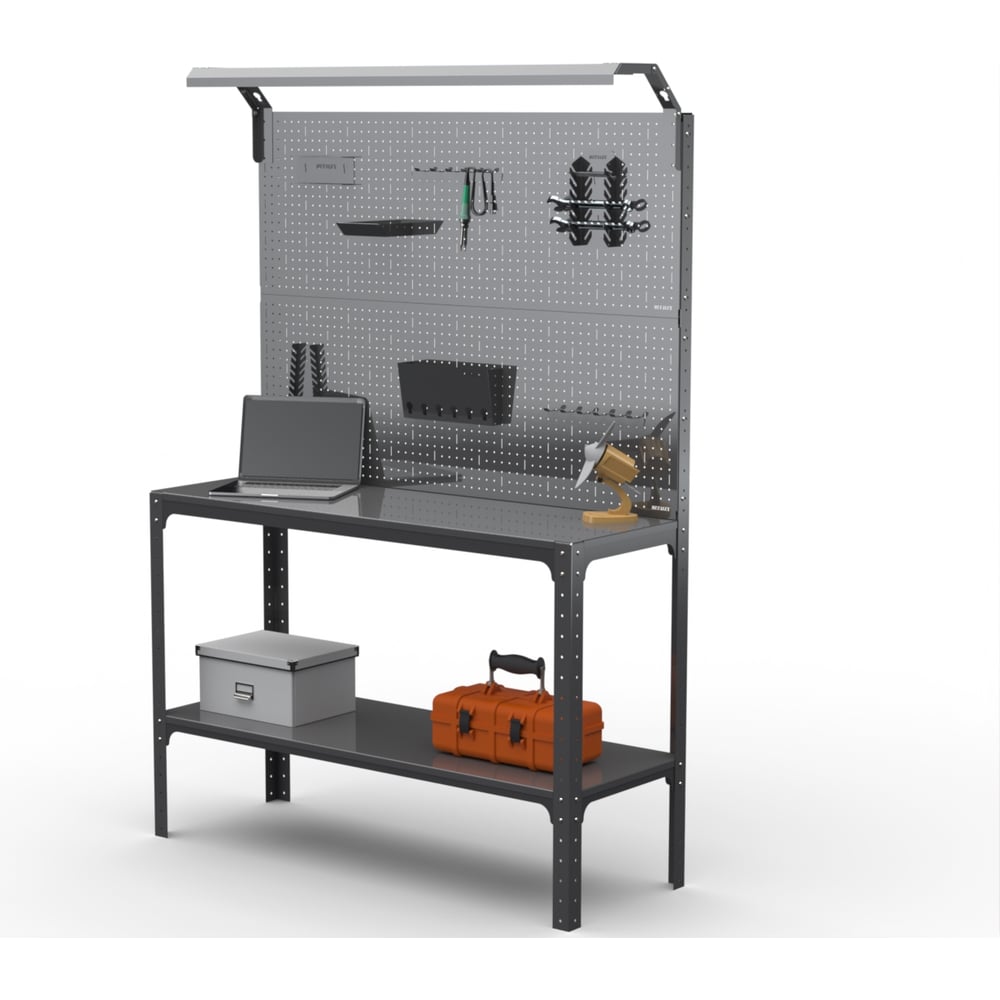 Изображение товара Стол-верстак ООО Металекс серия KIT 950x1600x600 мм с перфолентой и освещением