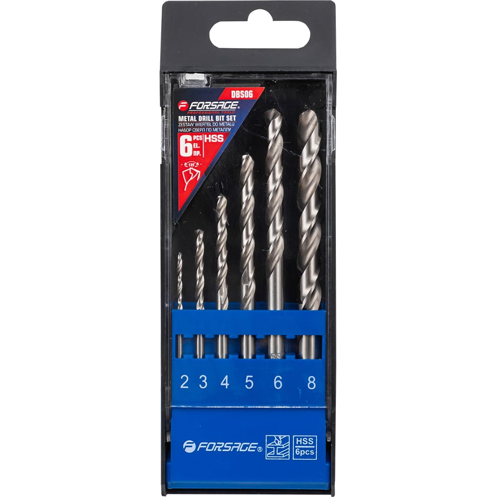 Изображение товара Набор сверл по металлу Forsage F-DBS06 6 предметов профессиональный