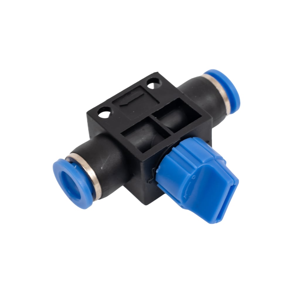 Изображение товара Фитинг прямой с краном TITAN LOCK TLP-HVFF8 8 мм пластиковый цанга-цанга