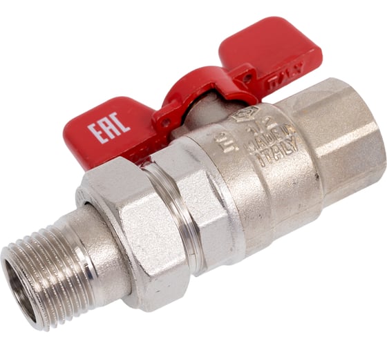 Изображение товара Кран шаровой STOUT полнопроходной, с американкой, ВР/НР, ручка SVB-1007-200015 RG00938T5RL5A0