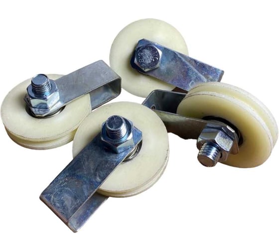 Изображение товара Ролик бельевой 23 БОЛТА капролон d 60 мм под трос 10мм со скобой 4 шт 1065