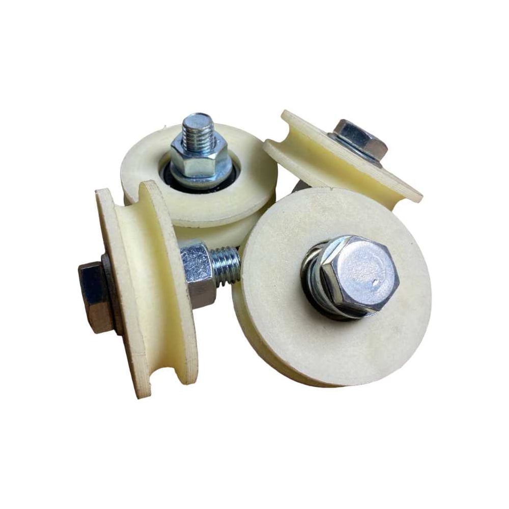 Изображение товара Ролик бельевой 60 мм из капролона для тросов 10 мм 4 шт без скобы