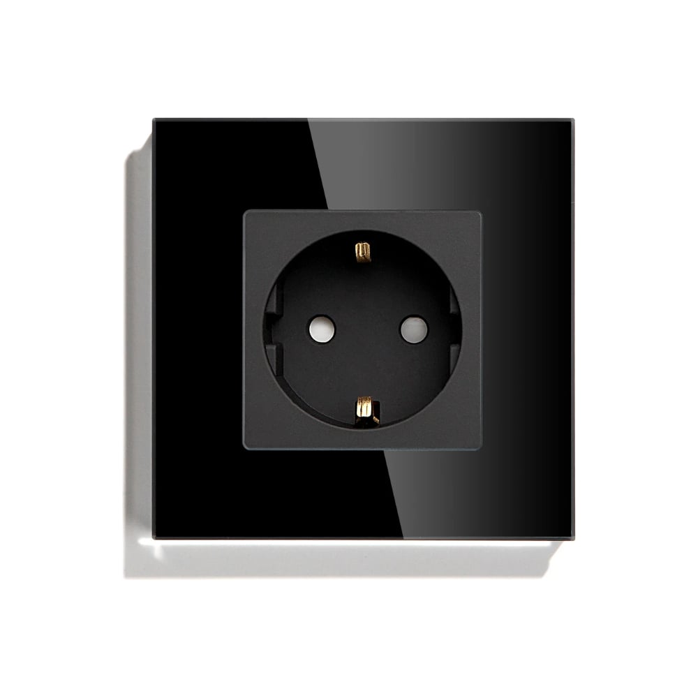 Изображение товара Электрическая розетка Vell черная с заземлением встраиваемая IP20 1 пост