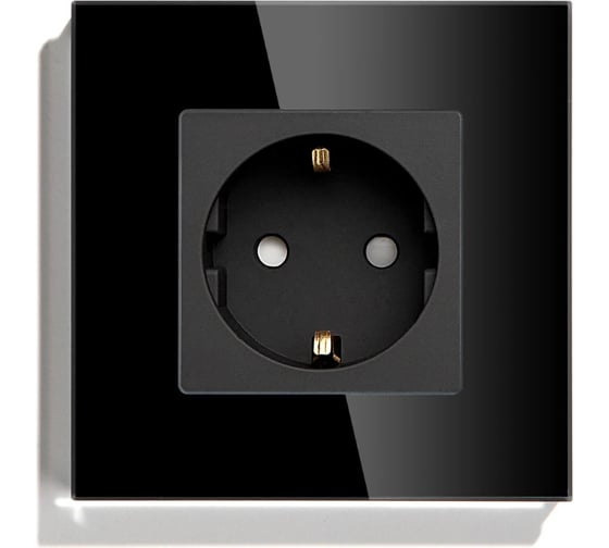 Изображение товара Розетка Vell черная, электрическая, 1 пост, стеклянная рамка 1369741