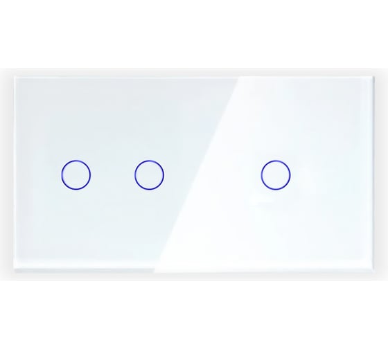 Изображение товара Сенсорный выключатель Vell белый, 2 поста, 2 кнопки + 1 кнопка, стекло 1369788