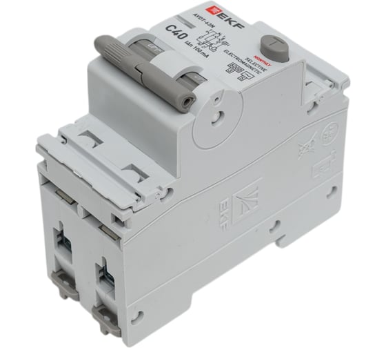 Изображение товара Автоматический выключатель дифференциального тока селективный EKF АВДТ-63N (S) 1P+N 40А 100мА характеристика C тип AC электромеханический 6кА PROXIMA D63N26MS40C100