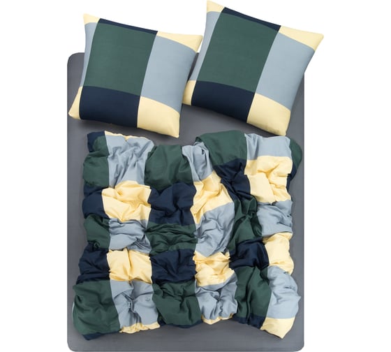 Изображение товара Комплект постельного белья Guten Morgen Бязь, рис.1165, Green cage 2 сп.Макси с нав. 50x70 см GMБ-1165-175-220-50