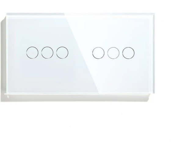 Изображение товара Сенсорный выключатель Vell белый, 2 поста, 3 кнопки + 3 кнопки, стеклянная панель 1369800