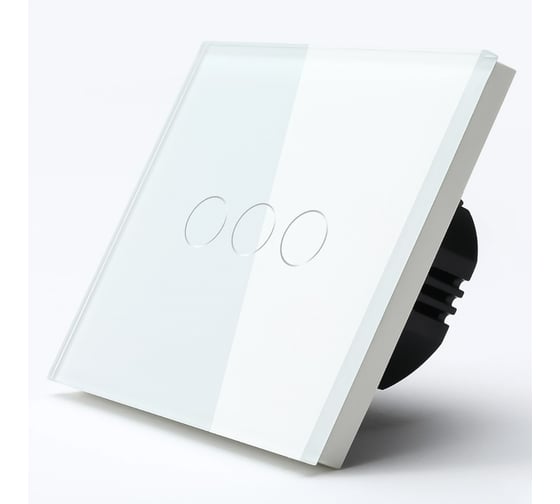 Изображение товара Сенсорный выключатель Vell белый, трехклавишный, 1 пост, стеклянная панель 1369776