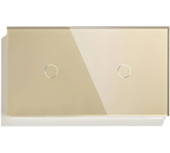 Изображение товара Сенсорный выключатель Vell золотой, 2 поста, 1 кнопка + 1 кнопка, стекло 1369786