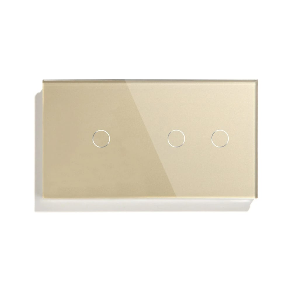 Изображение товара Сенсорный выключатель Vell золотой 2 поста 2 кнопки стекло 1369790