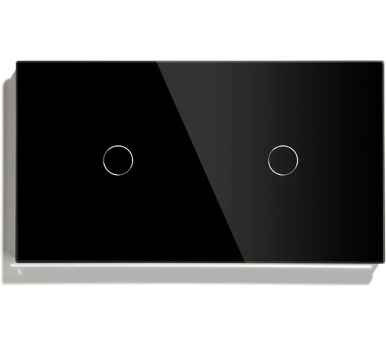 Изображение товара Сенсорный выключатель Vell черный, 2 поста, 1 кнопка + 1 кнопка, стекло 1369785