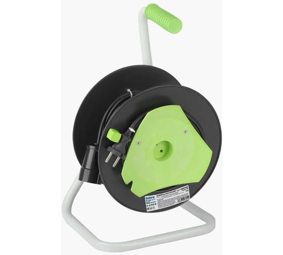 Изображение товара Удлинитель силовой Intro RP15002x1.5 на пластиковой катушке, без заземления, 1 розетка, 50м, ПВС, 2x1.5мм Б0064579