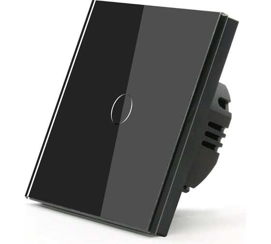 Изображение товара Сенсорный выключатель Vell черный, одноклавишный, 1 пост, стеклянная рамка 1369769