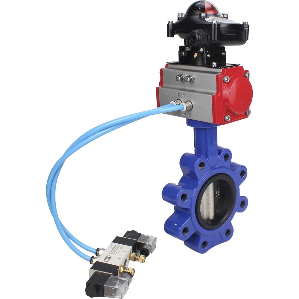 Изображение товара Затвор DN.ru QT450-304-NBR-2W-Fb-H Ду50 Ру16 с пневмоприводом