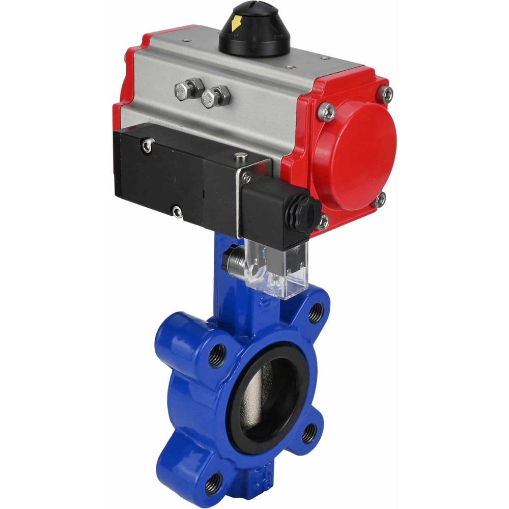 Затвор DN.ru QT450-304-NBR-2W-Fb-H Ду125 Ру16 LUG пневмопривод, пн.распределитель D050-52044