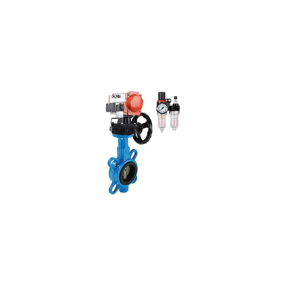 Затвор DN.ru 304-304-EPDM-2W-Fb-H Ду150 Ру16 пневмопривод, дублёр, пневмораспред., БПВ D050-49321