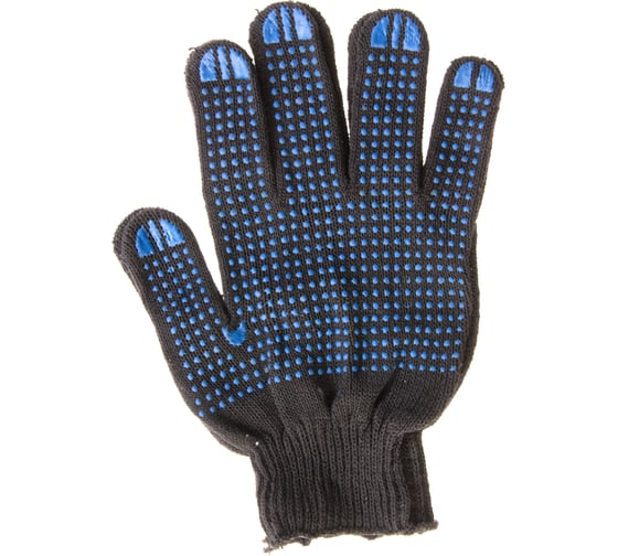 Изображение товара Трикотажные перчатки Без бренда ПВХ-покрытие Точка 10 класс черные 67855