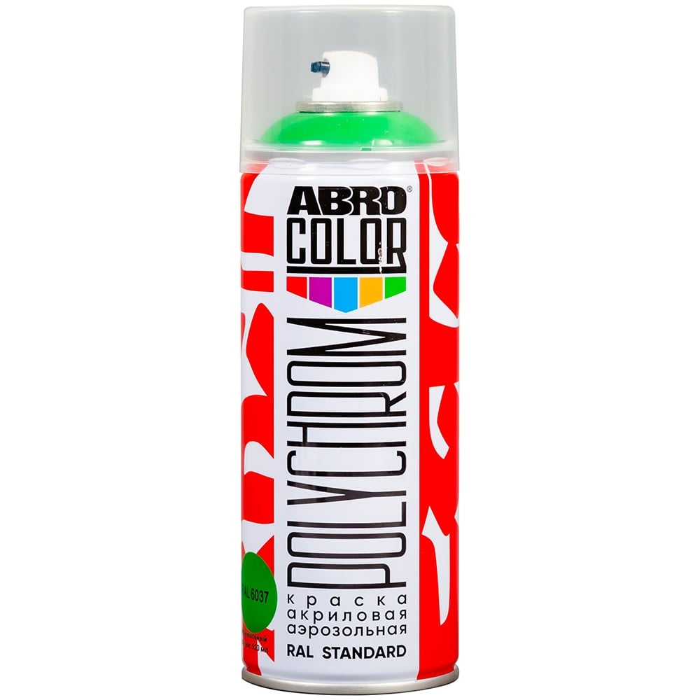 Краска акриловая аэрозольная ABRO POLYCHROM RAL 6037 зелёный COLOR SP-RAL-6037