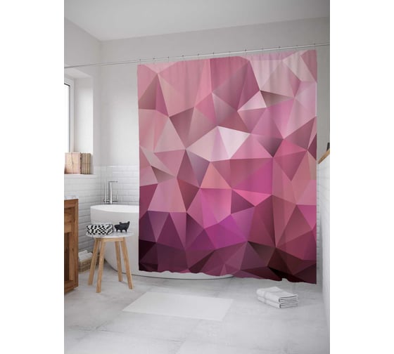 Изображение товара Штора (занавеска) для ванной JoyArty "Геометрические холмы" из сатена, 180х200 см с крючками, sc_12458