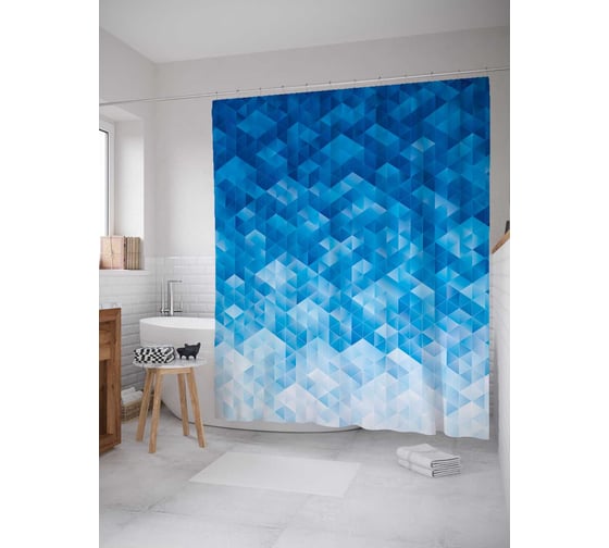 Изображение товара Штора (занавеска) для ванной JoyArty "Геометрическая абстракция" из сатена, 180х200 см с крючками, sc_14486