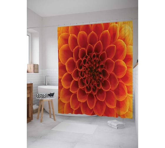 Изображение товара Штора (занавеска) для ванной JoyArty "Жизнь в цветке" из сатена, 180х200 см с крючками, sc_12426