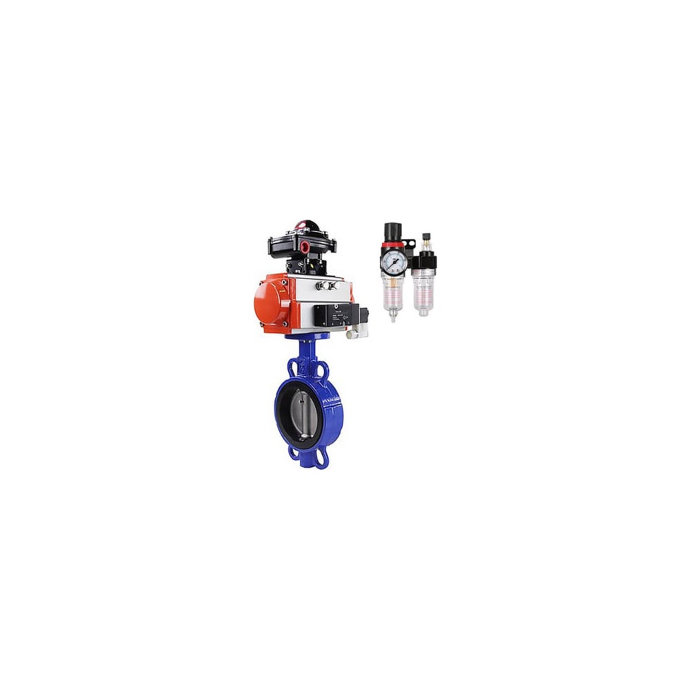 Изображение товара Затвор DN.ru 304-304-PTFE-2W-Fb-H Ду125 Ру16 с пневмоприводом