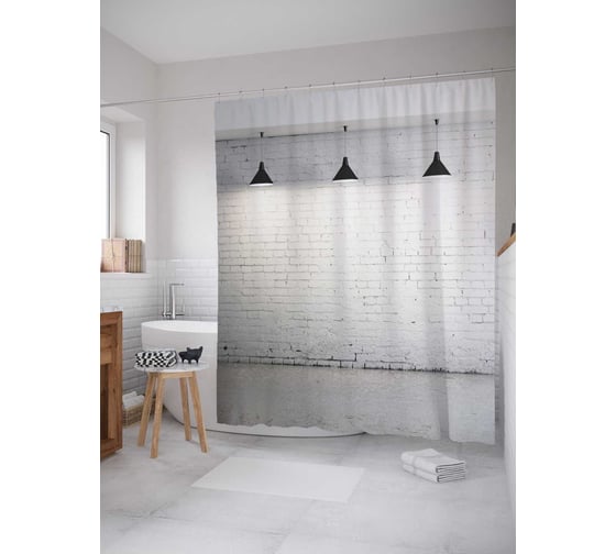 Изображение товара Штора (занавеска) для ванной JoyArty "Светлая комната" из сатена, 180х200 см с крючками, sc_16355