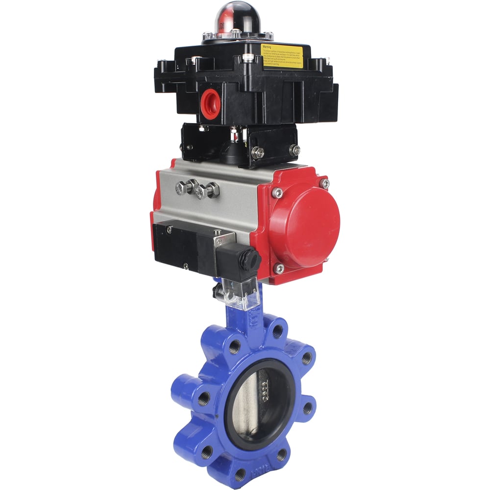 Изображение товара Затвор DN.ru QT450-QT450-EPDM-2W-Fb-H Ду 100 Ру 16 пневмопривод дисковый профессиональный